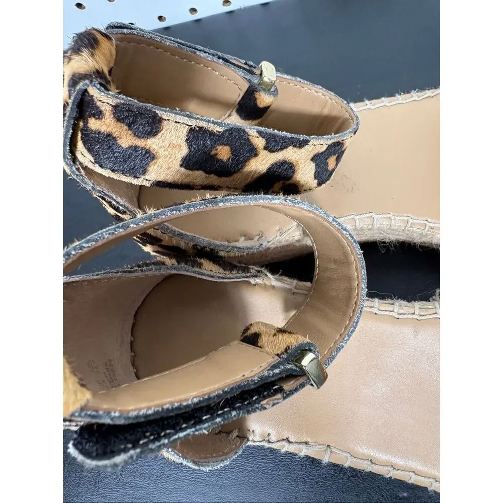 Franco Sarto Carlotta Espadrille Leopold Print Wedge Sandals Womens Size